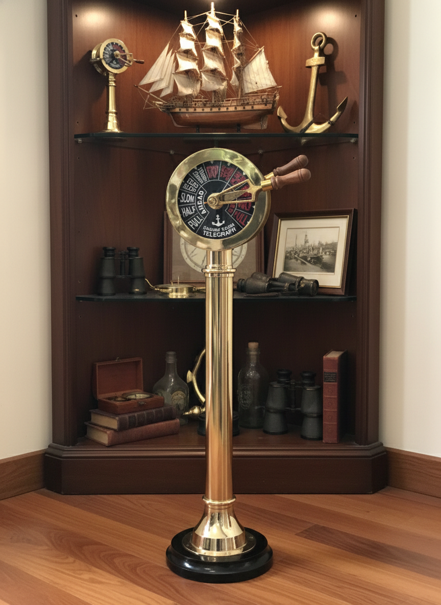 Brass Ship Engine Order Telegraph 30 Wooden Base Maritime Nautical Collectible Decorative Gifts With Functional Bell