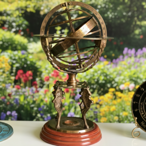 Nautical Sphere Zodiac Engravings Armillary Antique Finish Globe On Wooden Base Pirate_s Maritime Nautical Decor