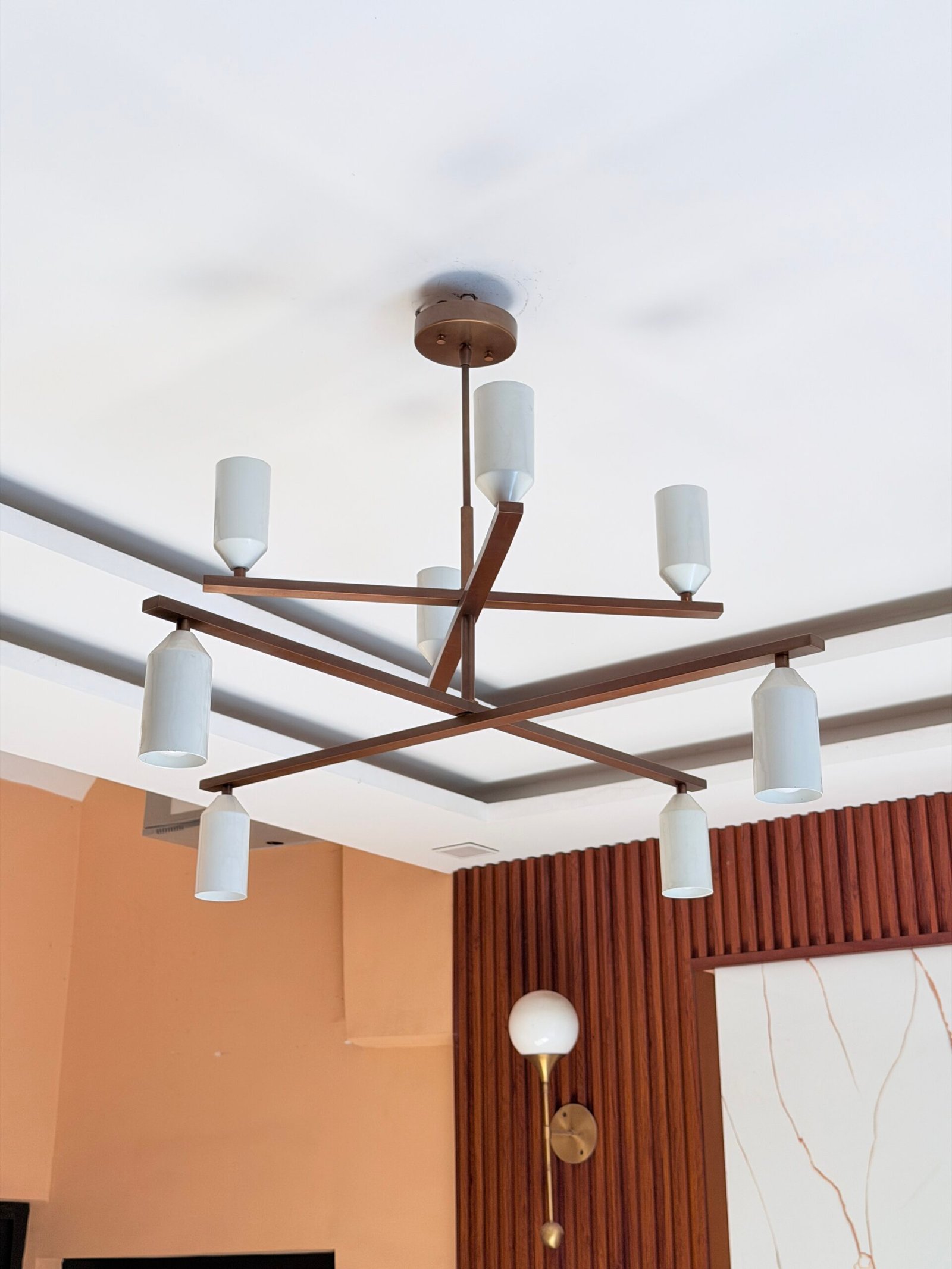 Mid-Century Modern Cross-Arm Chandelier Or A Dynamic Spoke Chandelier