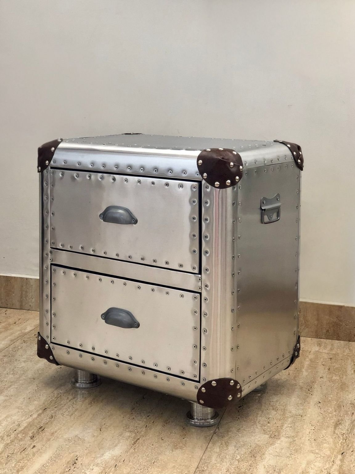 Aviator End Table – Mid Century Modern Aluminum Side Table with Drawers for Living Room, Bedroom & Office Decor - Image 7
