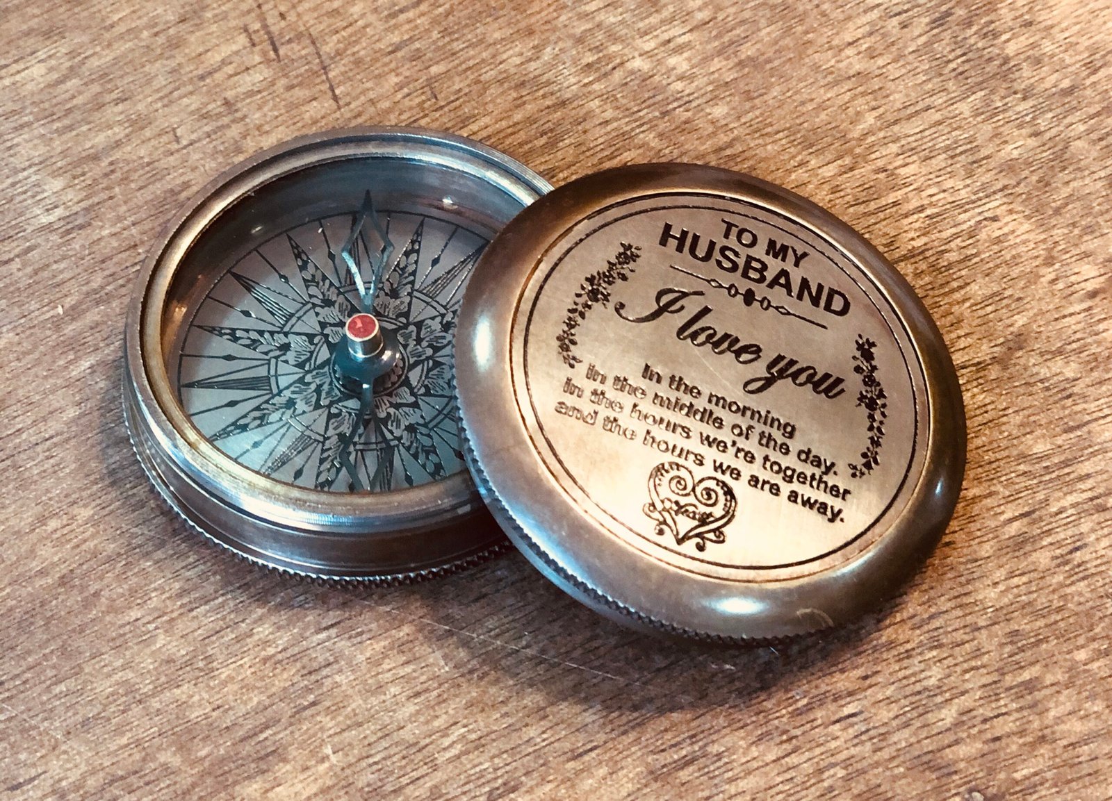 To My Husband I Love You, Brass Compass Engraved Gifts For Men, Bronze Gifts For Men, Romantic Gifts For Him_Her - Image 4
