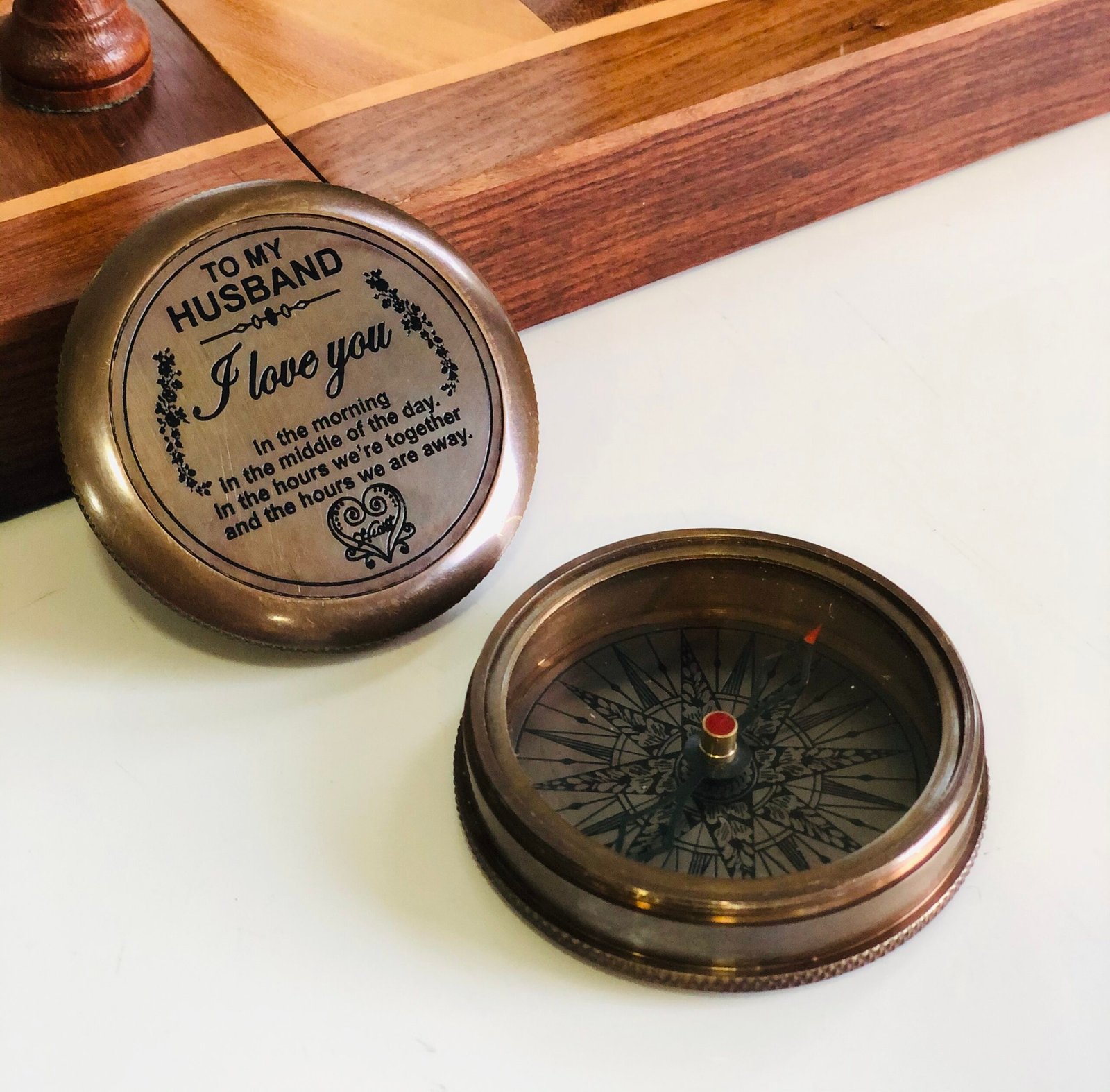 To My Husband I Love You, Brass Compass Engraved Gifts For Men, Bronze Gifts For Men, Romantic Gifts For Him_Her - Image 5