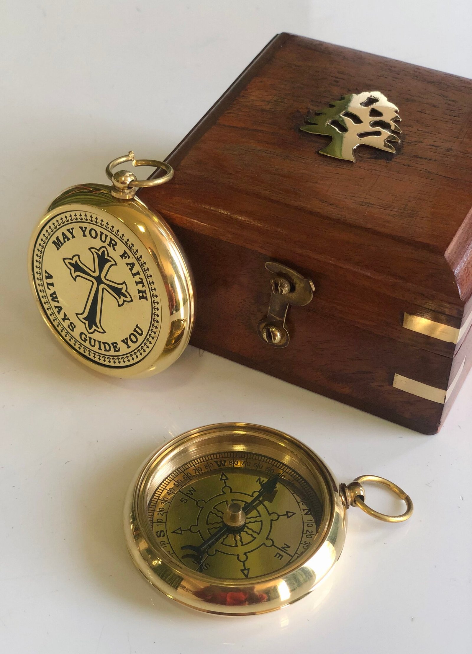 May Your Faith Always Guide You Brass Nautical Vintage Directional Magnetic Compass With Famous Scripture Quote Engraved Baptism Gifts - Image 7