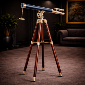 Historium Vault Decor Floor Standing Brass/Leather Griffith Astro 64″ Telescope