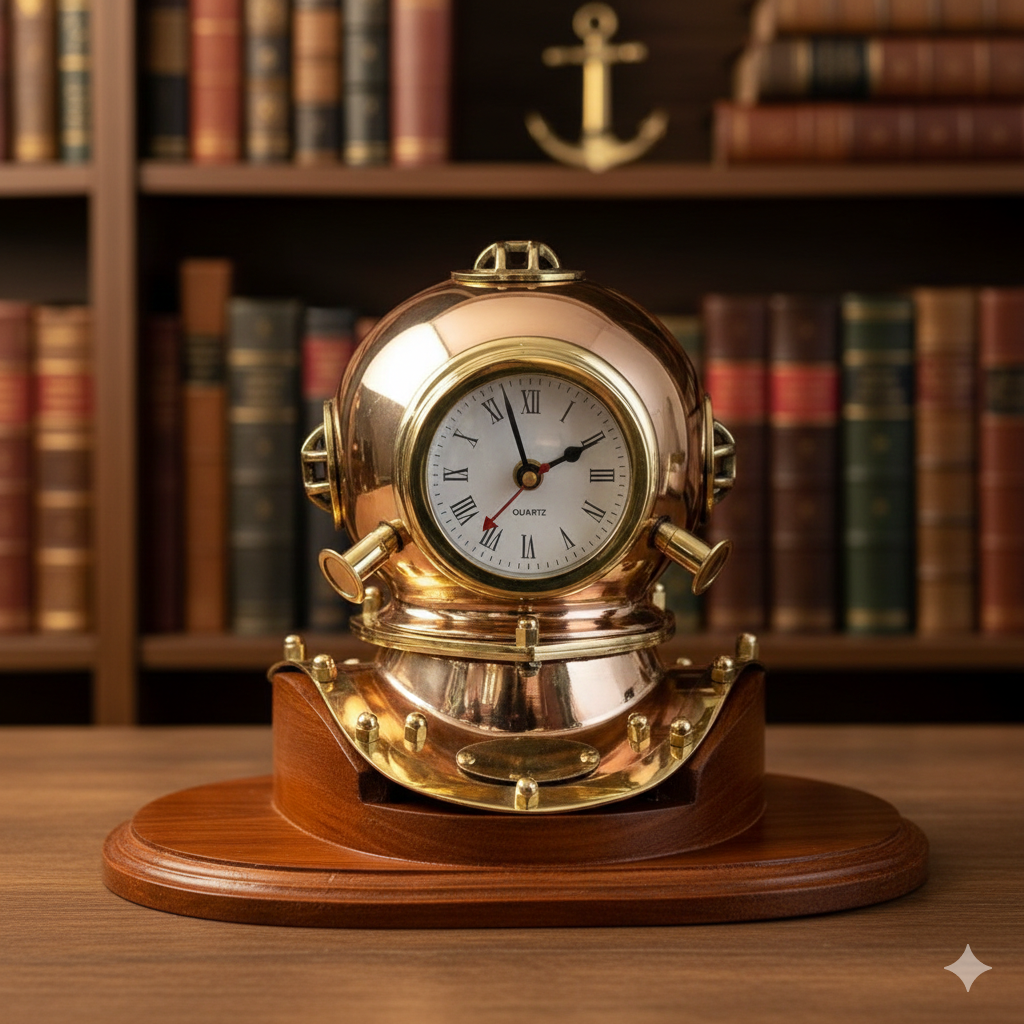 Divers Helmet Clock – Nautical Home Decor Accessory