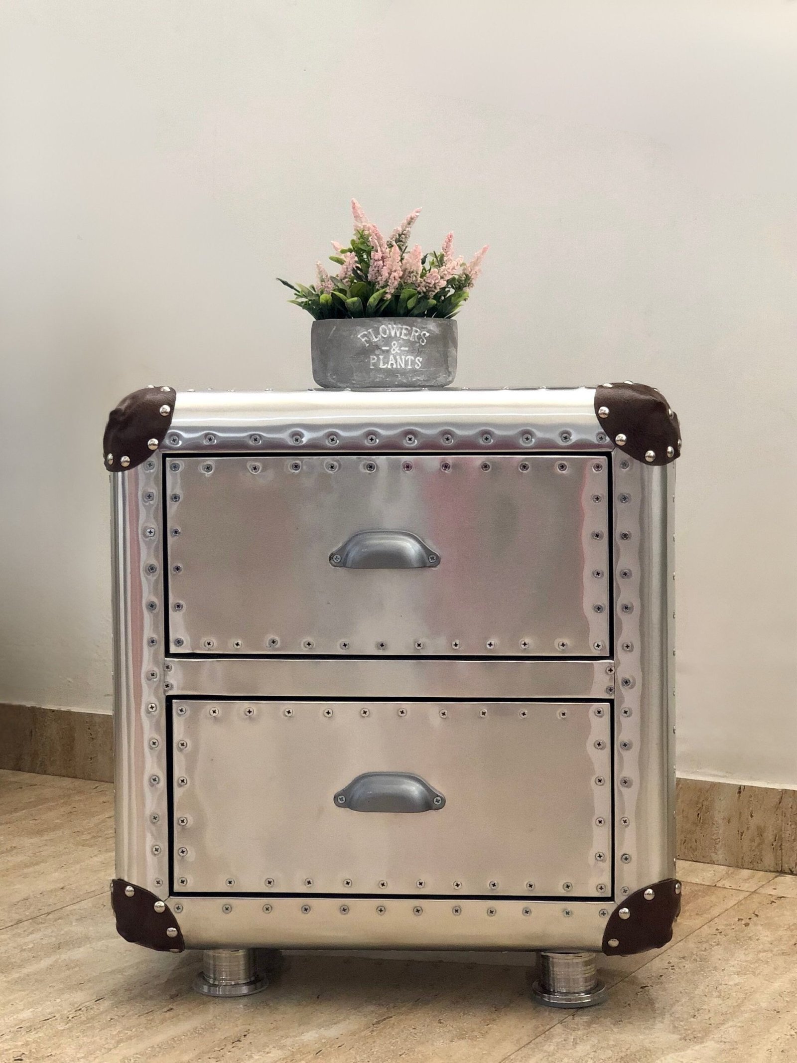Aviator End Table – Mid Century Modern Aluminum Side Table with Drawers for Living Room, Bedroom & Office Decor - Image 5