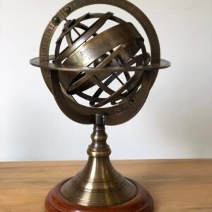 9 Brass Antique Finish Armillary Celestial Globe With Zodiac Engravings