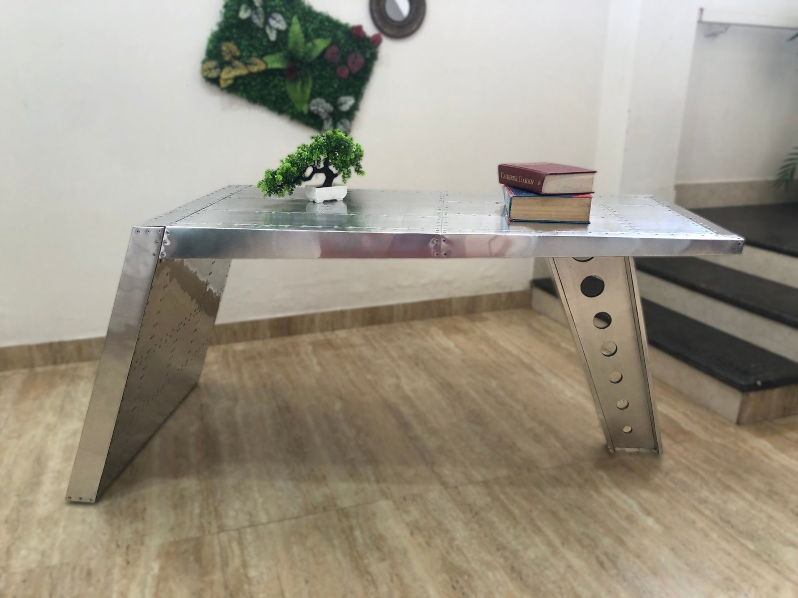 Historium Vault Airfoil Desk Aluminum Aviator Wing Desk Industrial Airplane Desk Furniture Silver Aviation Home Office Furniture - Image 3