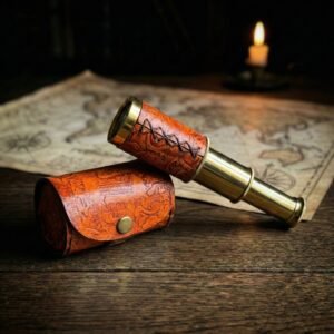 Nautical Handheld Pirate Brass Telescope with BoxCase Sailor Home Decor Pirate Captain Boat Gift (6, Kelvin & Hughes) – Brass
