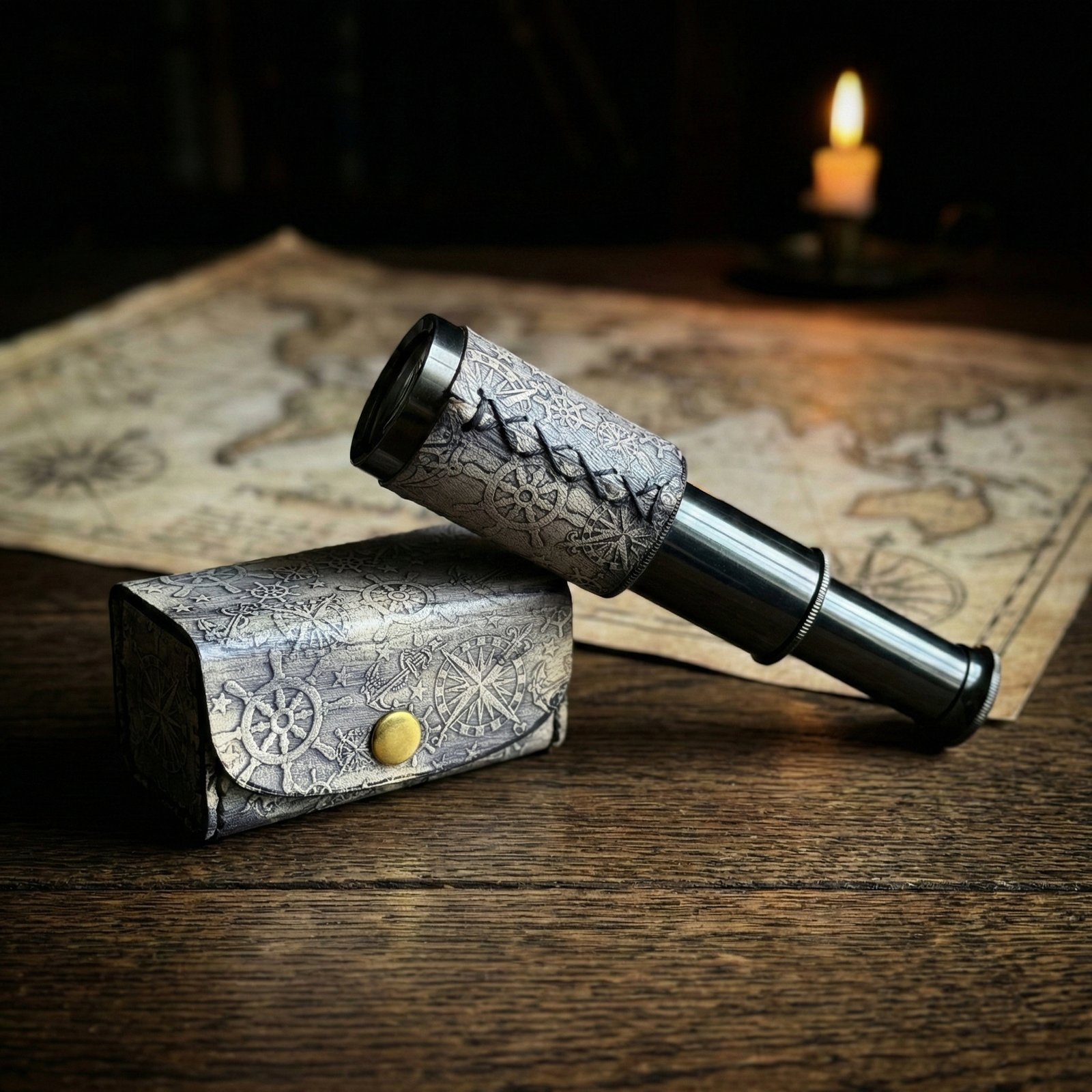 6 Brass Handheld Telescope Nautical Pirate Spyglass with Box Decorative Telescope