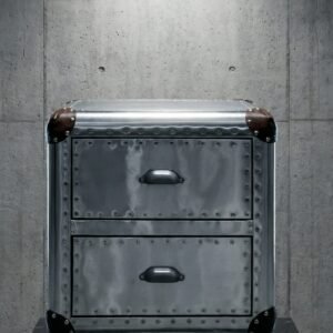 Aviator End Table – Mid Century Modern Aluminum Side Table with Drawers for Living Room, Bedroom & Office Decor