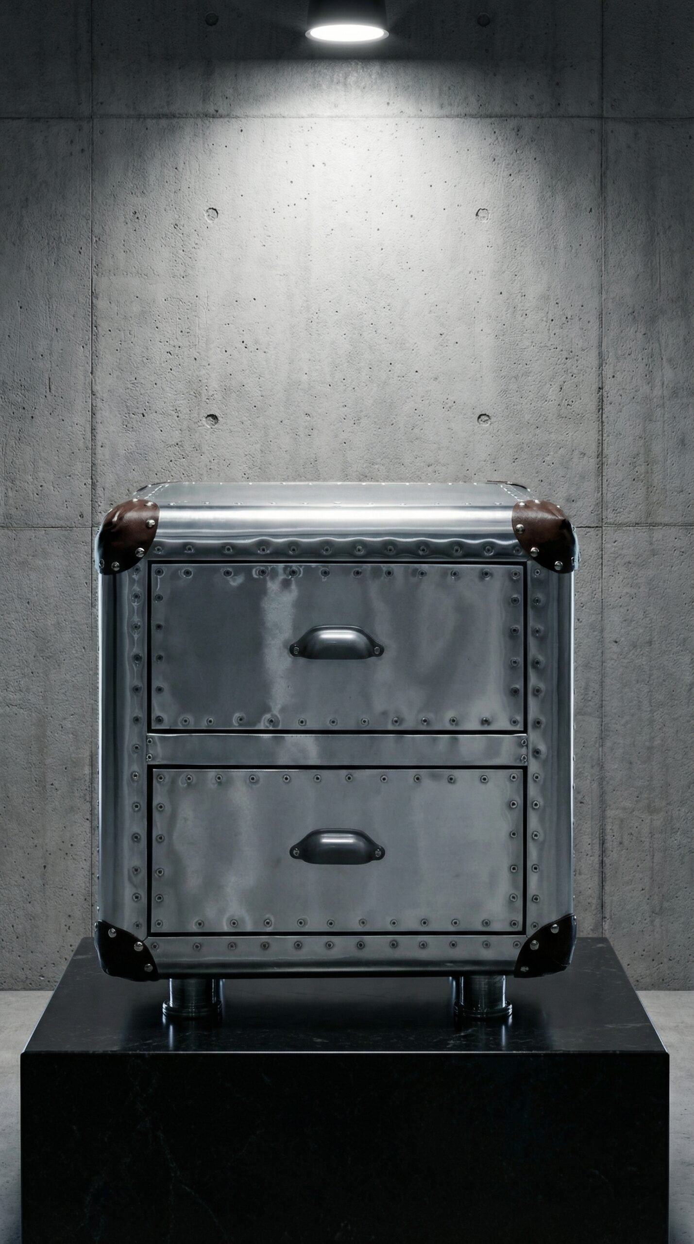 Aviator End Table – Mid Century Modern Aluminum Side Table with Drawers for Living Room, Bedroom & Office Decor