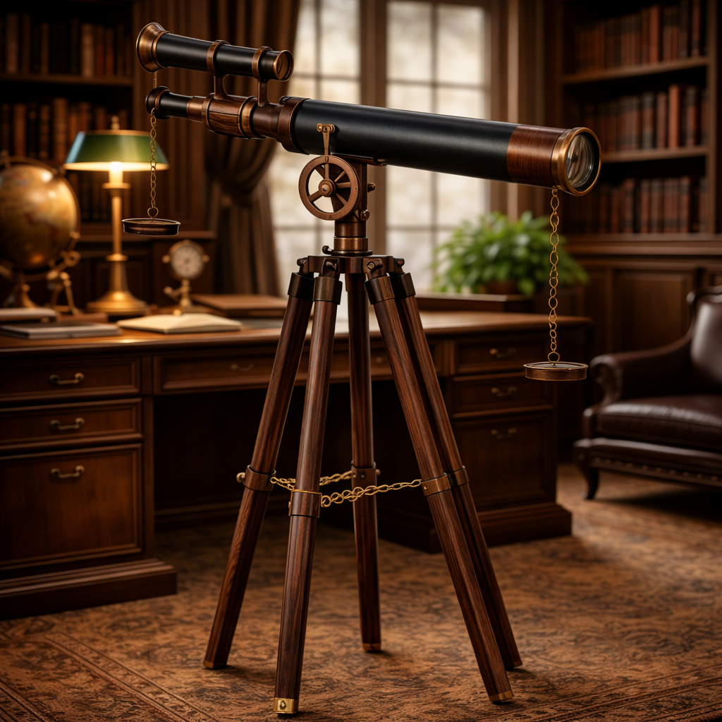 Historium Vault Floor Standing Bronze with Leather Griffith Astro Telescope 50