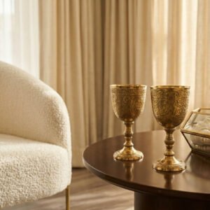 Brass Wine Chalice Goblet – Vintage Brass Wine Glass For Gothic, Renaissance & Party Decorations – Metal Drinking Cup For Communion, Wedding & Home Décor
