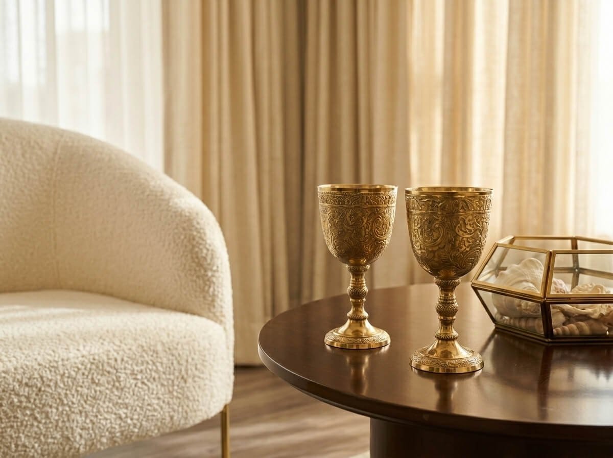 Brass Wine Chalice Goblet – Vintage Brass Wine Glass For Gothic, Renaissance & Party Decorations – Metal Drinking Cup For Communion, Wedding & Home Décor