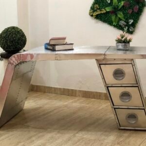 Historium Vault Aviator Wing Desk Aluminium Table Aviator Home Office Furniture Three Drawer