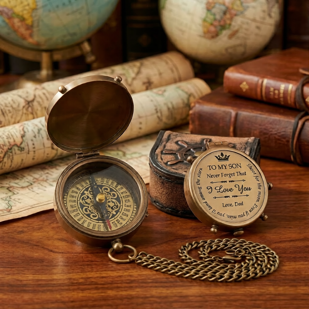 Brass Engraved Compass Gift To My Son Nautical Gift For Son From Dad Gift To Son From Mom A Perfect And Unique Gift With Leather Case