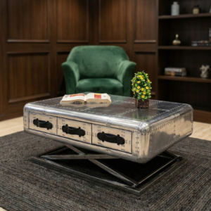 Accent Storage Coffee Table in Aluminum