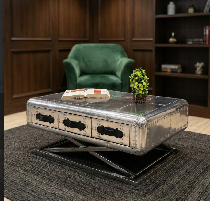Accent Storage Coffee Table in Aluminum