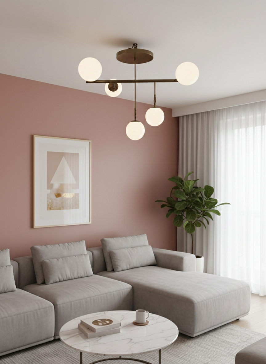 Silver Chrome Pendant Light – Modern Minimalist Ceiling White Lamp – Luxury Accent Lighting